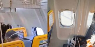 Ventana de avión se desprende y casi succiona a pasajero en pleno vuelo